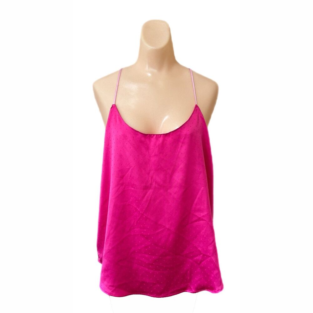 Victoria Secret Womens Racerback Camisole Size XL Pink Satin Top Lingerie